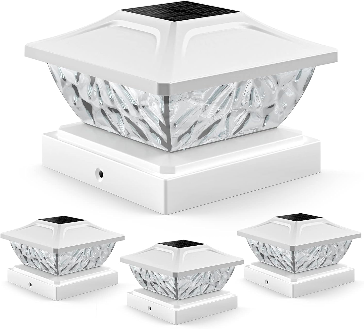4 Pack Solar Post Cap Lights with Two Modes for Outdoor Use