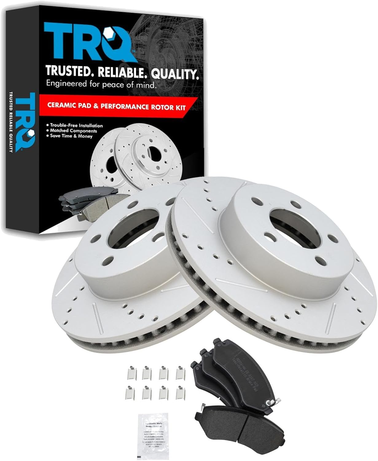 TRQ Front Performance Brake Pad & Rotor Kit for Jeep Liberty
