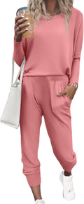 Ekouaer Women's Pajama Sets Casual 2Pcs - Soft Long Sleeve Lounge Set