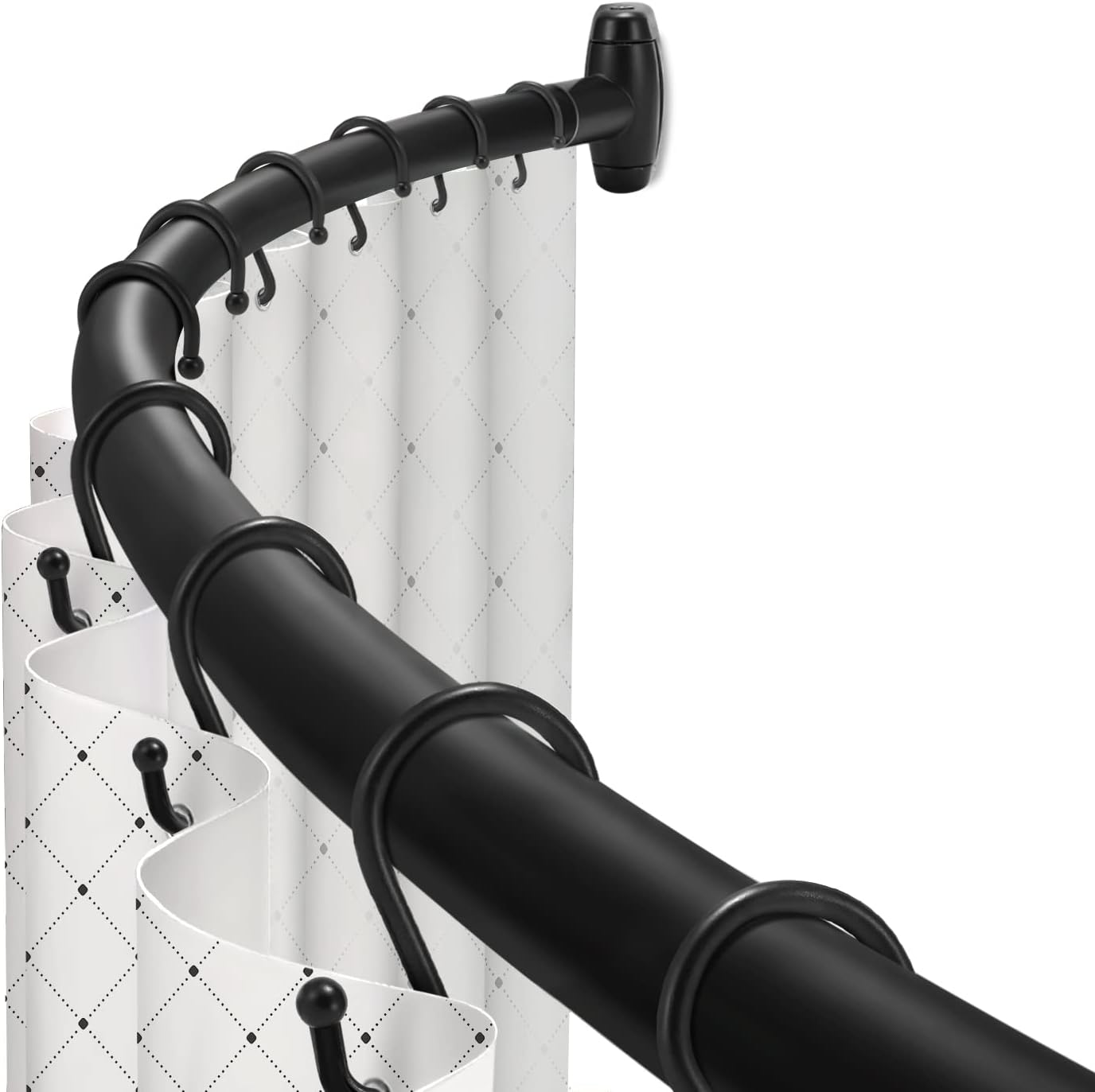 TOPROD Black Curved Shower Rod: More Space!