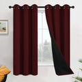 100% Blackout Curtains 42Wx63L Burgundy Red - Thermal Insulated Panels