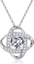 Love Knot Birthstone Necklace Sterling Silver - Gift