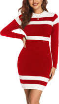 Beyove Women's Colorblock Striped Long Sleeve Sweater Dress