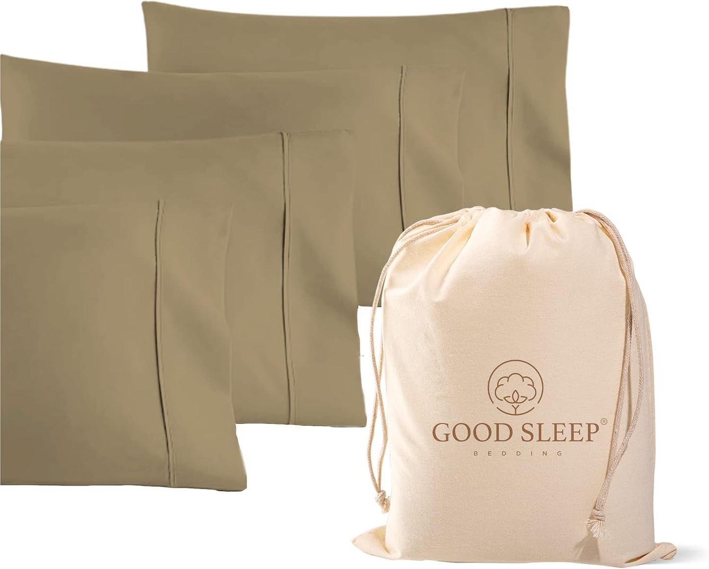 1000 TC Taupe King Pillowcases Set of 4 for Ultimate Comfort