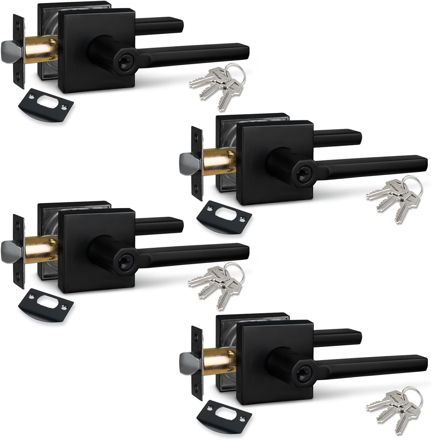 NEWBANG Key Entry Lever Lock Set in Venetian Matt Black Finish