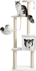 Modern Cat Tree Tower for Indoor Cats - 65 in Tall Wood Condo