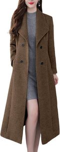 Chouyatou Women's Chic Shawl Collar Double Breasted Maxi Wool Pea Coat