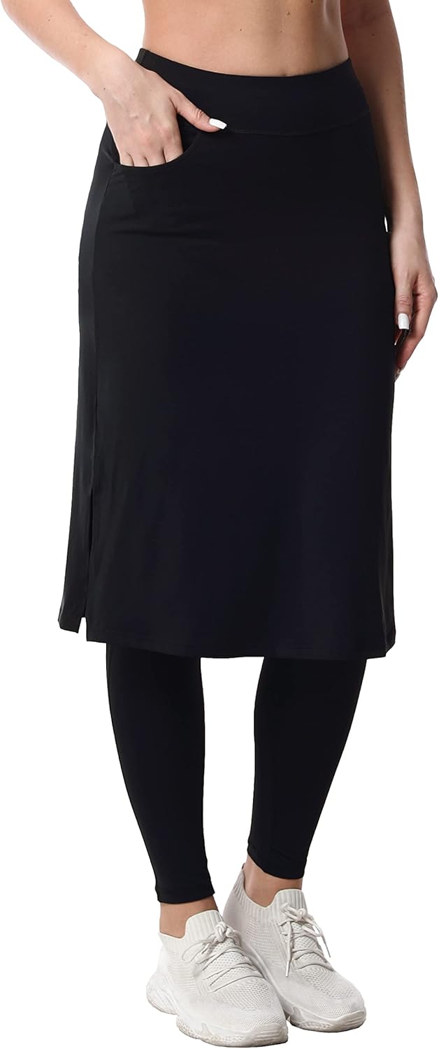 HOKOYI Women's Modest Long Skirt with Attached Leggings for Comfort