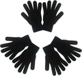 3 Pairs Magic Gloves Black Warm Knitted Gloves for Kids Teens Adults