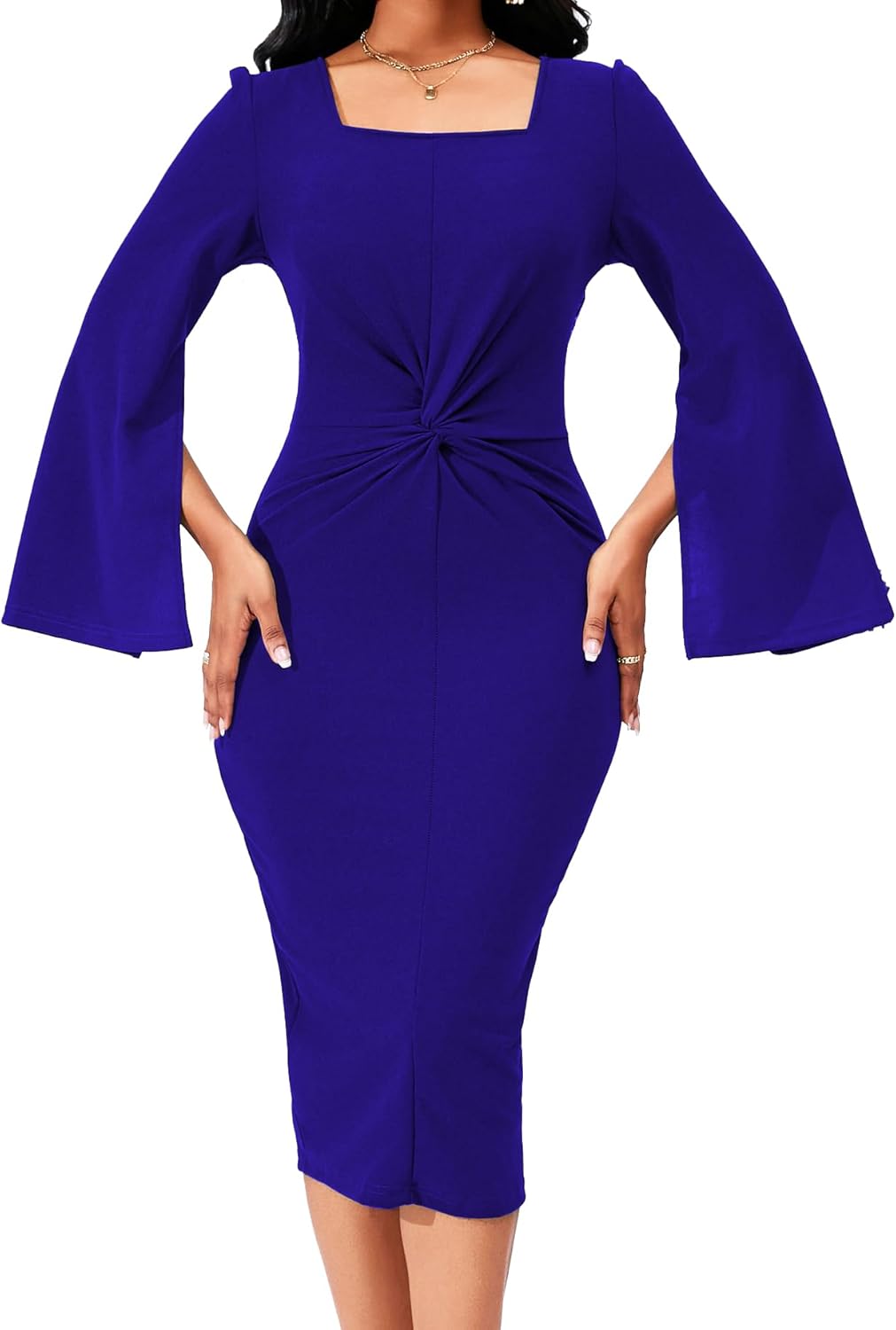 Elegant Dresses for Women: Sexy Church Long Sleeve Peplum Dress