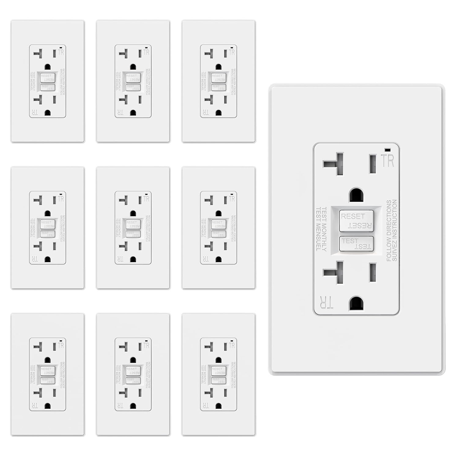 ELEGRP GFCI Outlet 20 Amp with Self-Test and Tamper Resistance