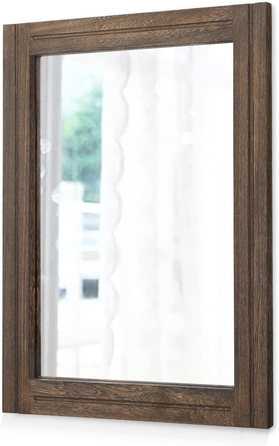 Rustic Wood Mirror Decorative Wall Hanging for Home Entryway