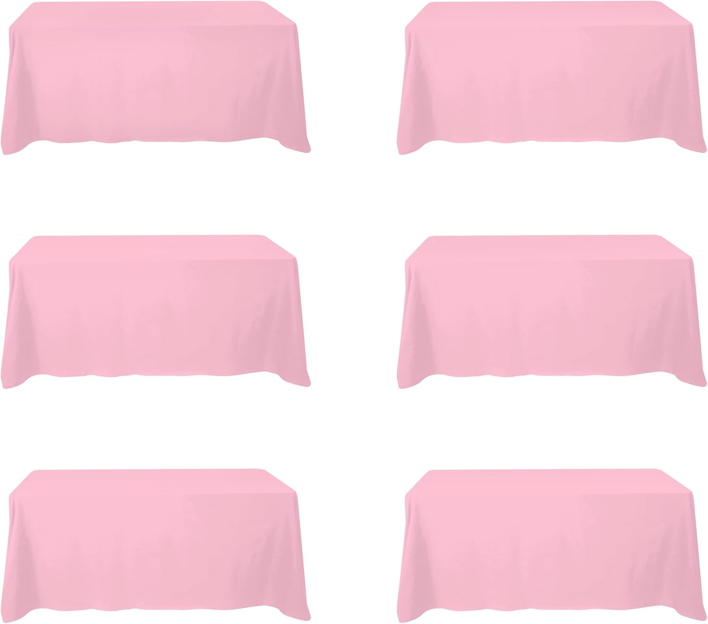 Premium 6 Pack Pink Tablecloths for 6 Foot Rectangle Tables