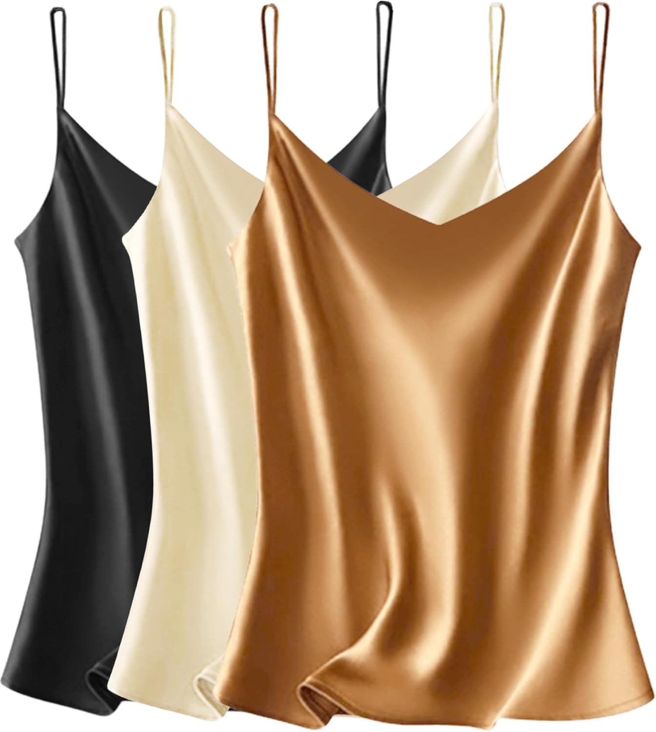 VIDUSSA Sexy Tank Tops for Women - Satin Cami V Neck Blouses