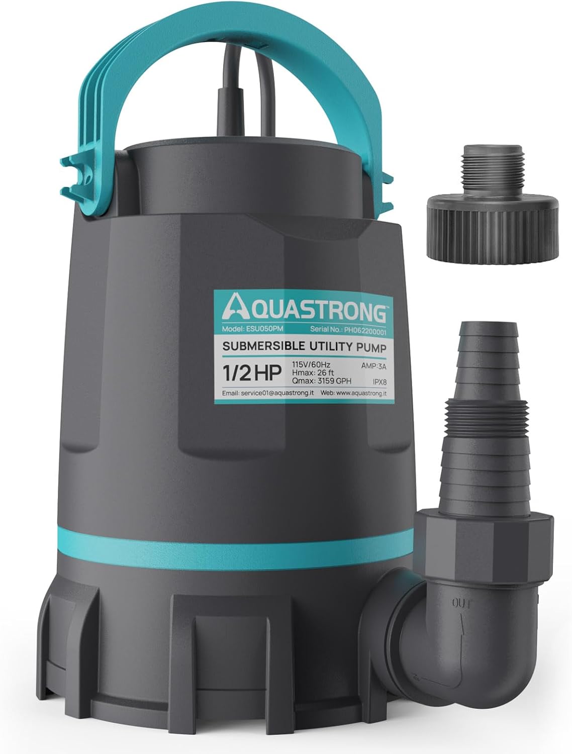 Aquastrong 1/2 HP Submersible Water Pump for Efficient Drainage