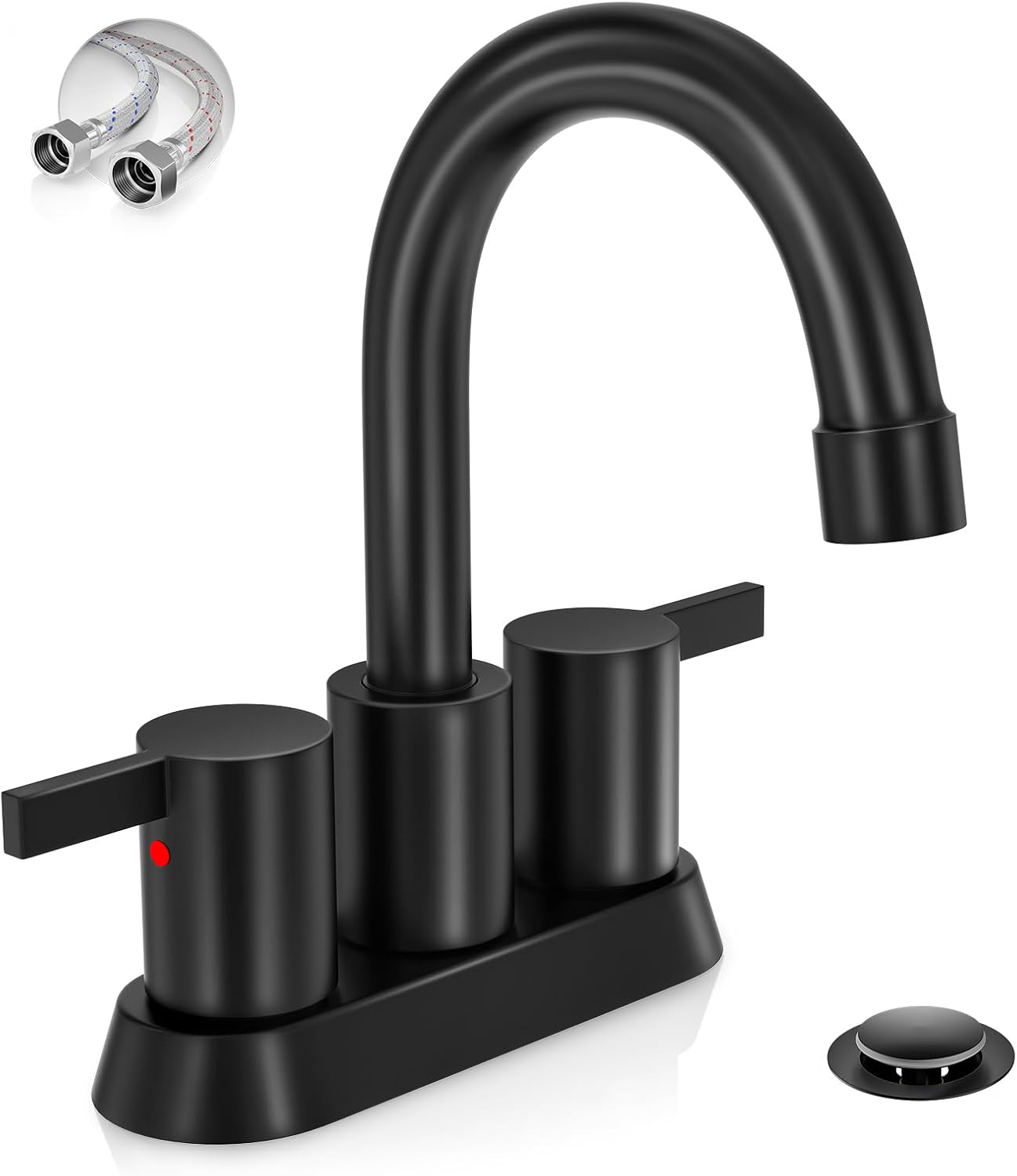 Modern Matte Black Bathroom Faucet with 360 Swivel Spout