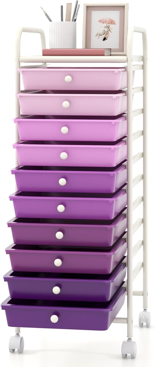 GOFLAME 10-Drawer Rolling Storage Drawer Cart for Home Use