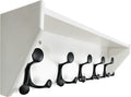 24-In Wall Shelf with Hooks White Coat Rack Shelf Organizer - 5 Triple