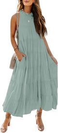 HAEOF Women's Sleeveless Halter Midi Maxi Dress - Flowy Summer