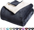 King Size Dark Grey Sherpa Fleece Blanket - Super Soft Reversible
