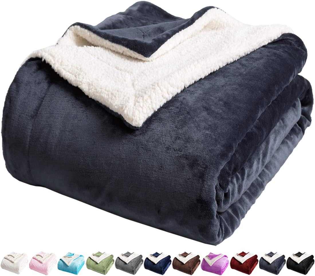 LBRO2M Sherpa Fleece Bed Blanket - Cozy Plush Warm Throw