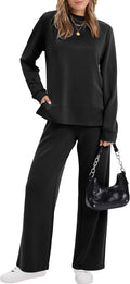 Women's Side Slit Lounge Sets 2 Piece Tracksuit - Mock Neck Comfort