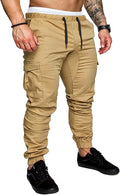Mens Cargo Joggers for Men - 6 Pockets Stretch Cotton Tapered