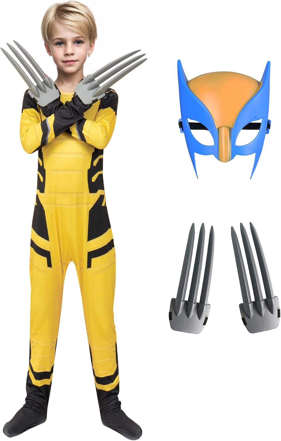 Boys Hero Costume Spandex Bodysuit with Mask and Claws for Kids