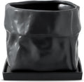 Nihow Ceramic Plant Pot 8 in Bag Shape Planter - Modern Drainage