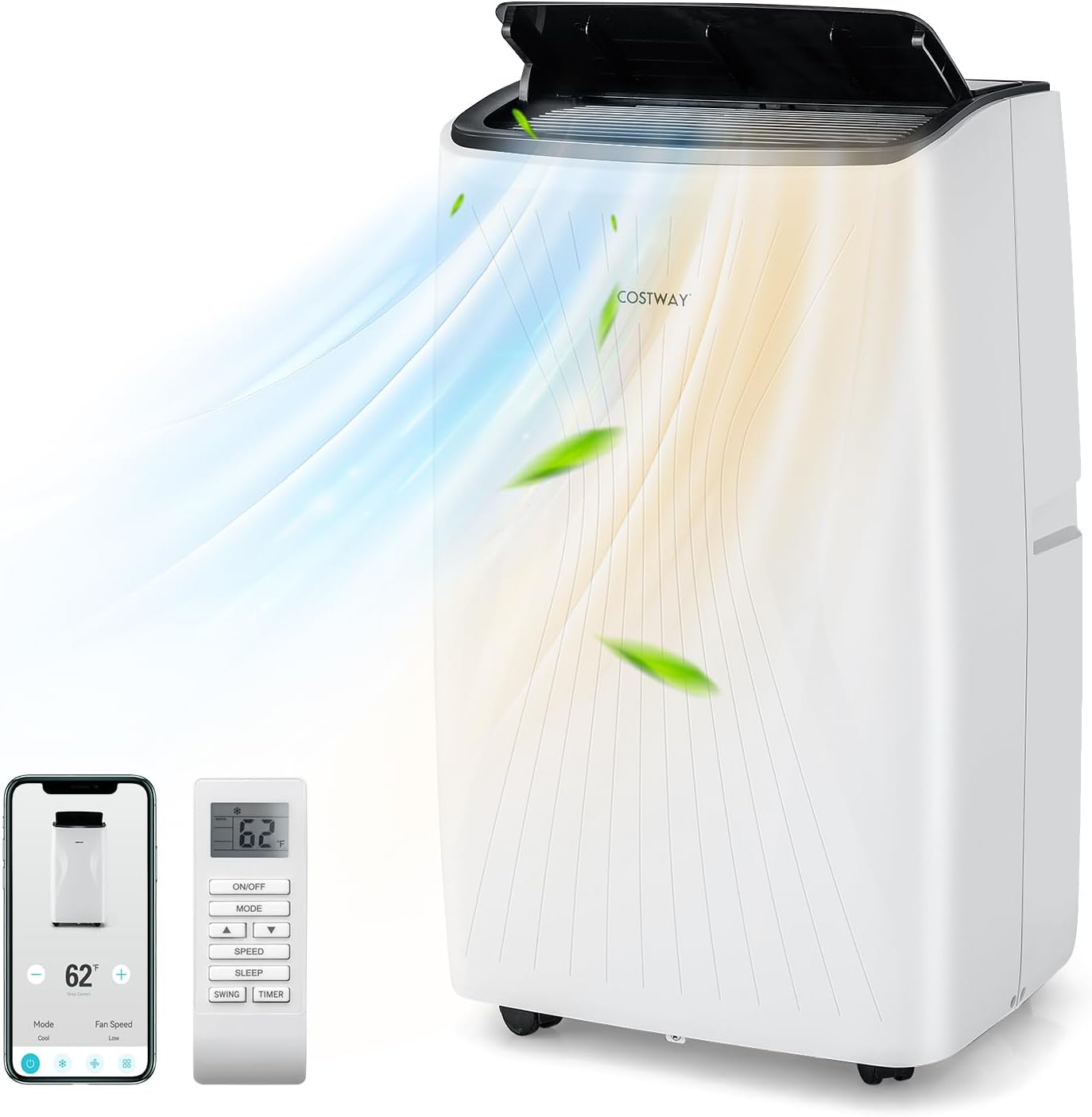 COSTWAY 12000BTU Portable Smart AC - Cooling & Heating in One!