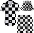 Men's 2 Piece Tracksuit Hawaiian Shirt and Shorts Set (Style DCD8)