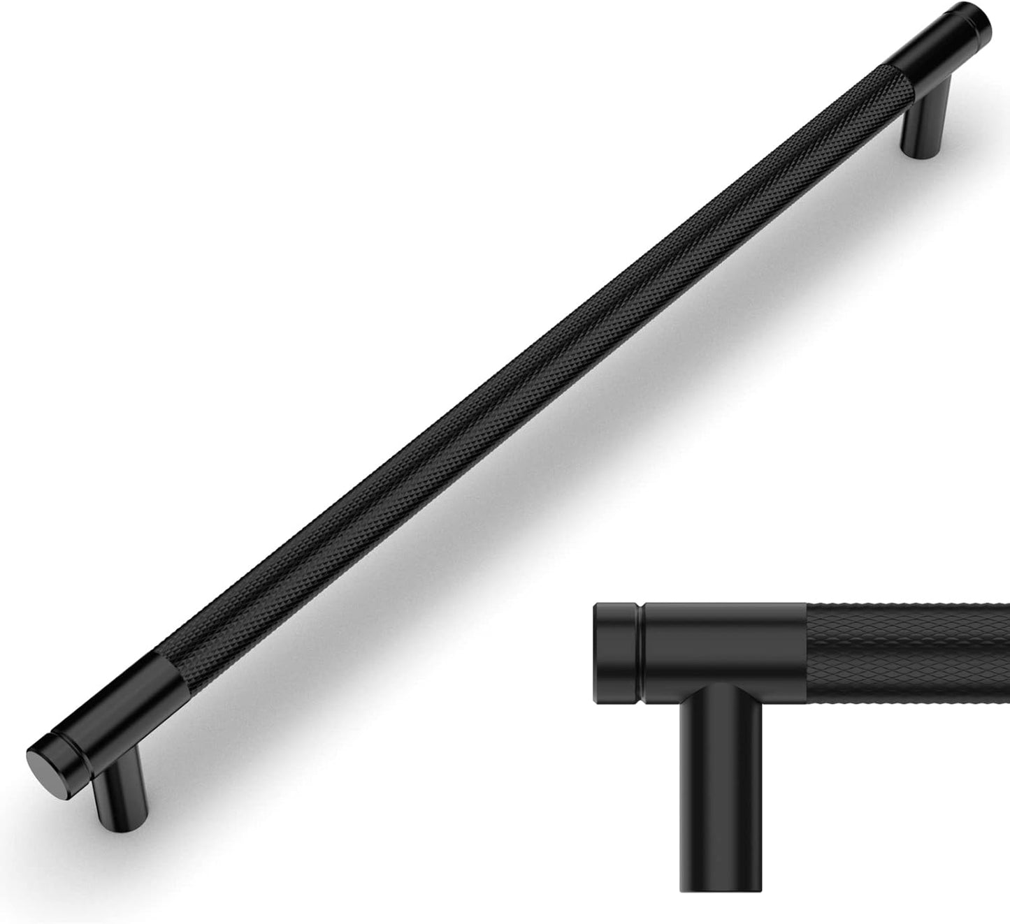 Amerdeco 10 Pack Matte Black Knurled Cabinet Pulls for Drawers