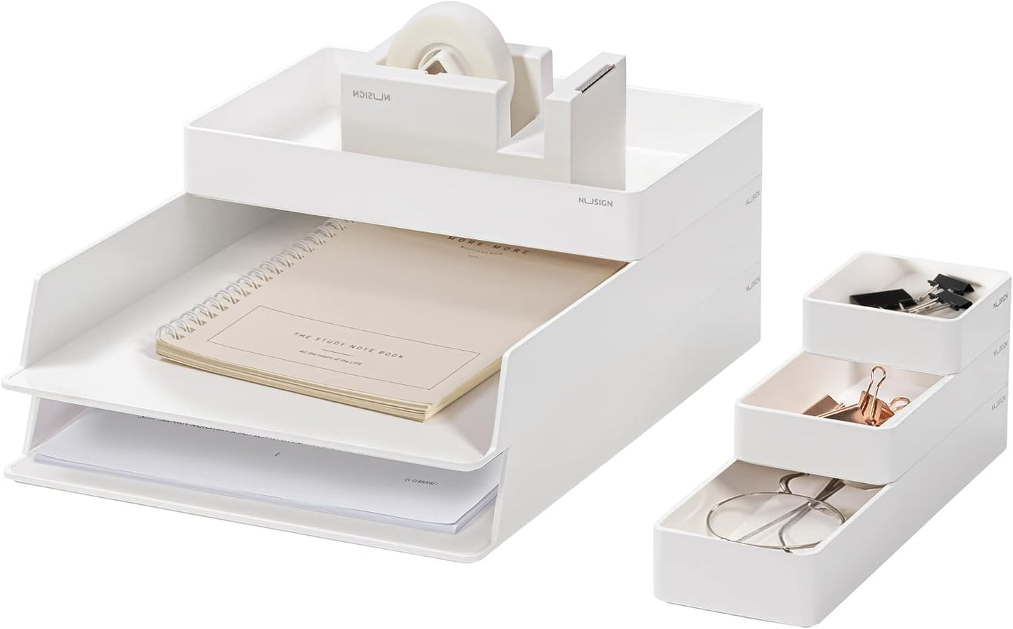 Efficiently Organize with Stackable Paper Tray Set!