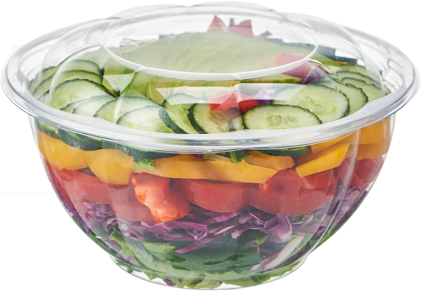 32 oz Clear Plastic Salad Bowls with Airtight Lids for Meal Prep