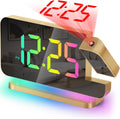 Projection Alarm Clock for Bedroom with RGB Night Light - Large 7.4in