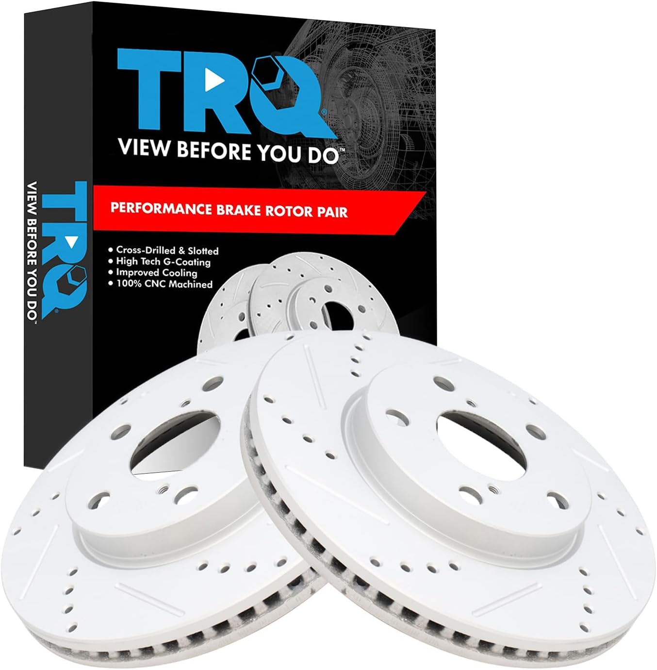 TRQ Front Performance Brake Rotors Set for Lexus and Toyota