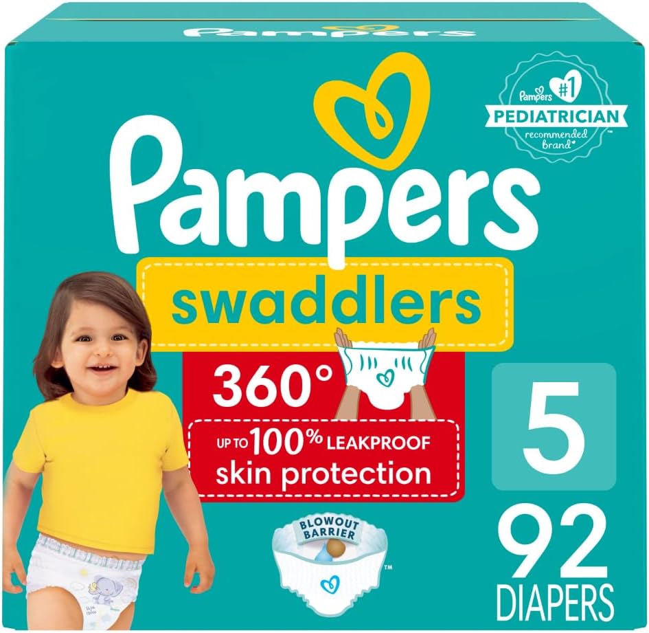Pampers Swaddlers 360 - Size 5, 92 Count - 100% Leakproof Protection