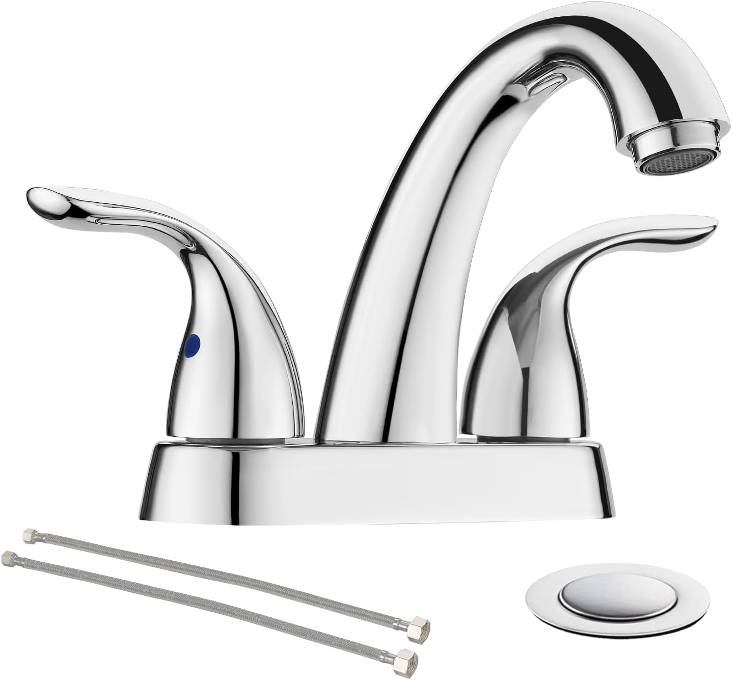 Phiestina Chrome 4 Inch Centerset Bathroom Faucet with Drain