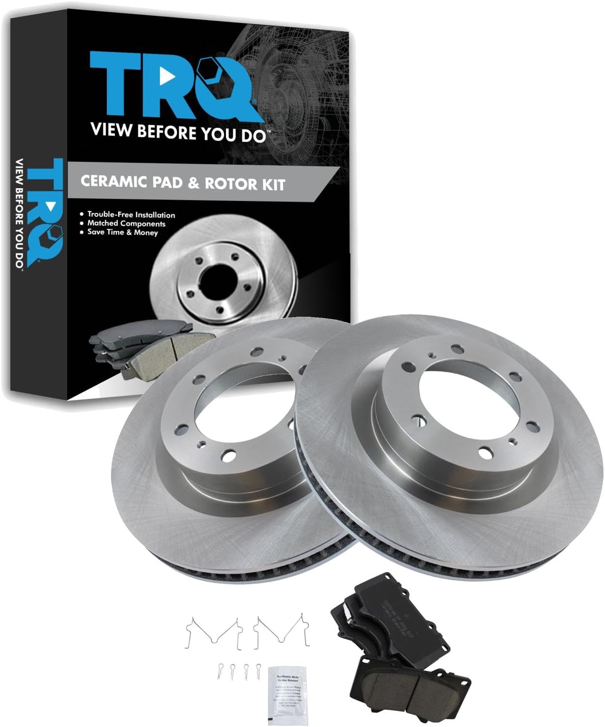 TRQ Front Brake Pad and Rotor Set for 2010-2019 Toyota 4Runner