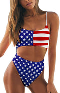 Meyeeka Scoop Neck Cut Out Lace Up Back High Cut Monokini (Style 9MWR)