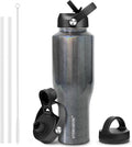 40oz Insulated Water Bottle with Straw - Laser Grey Slim Fit