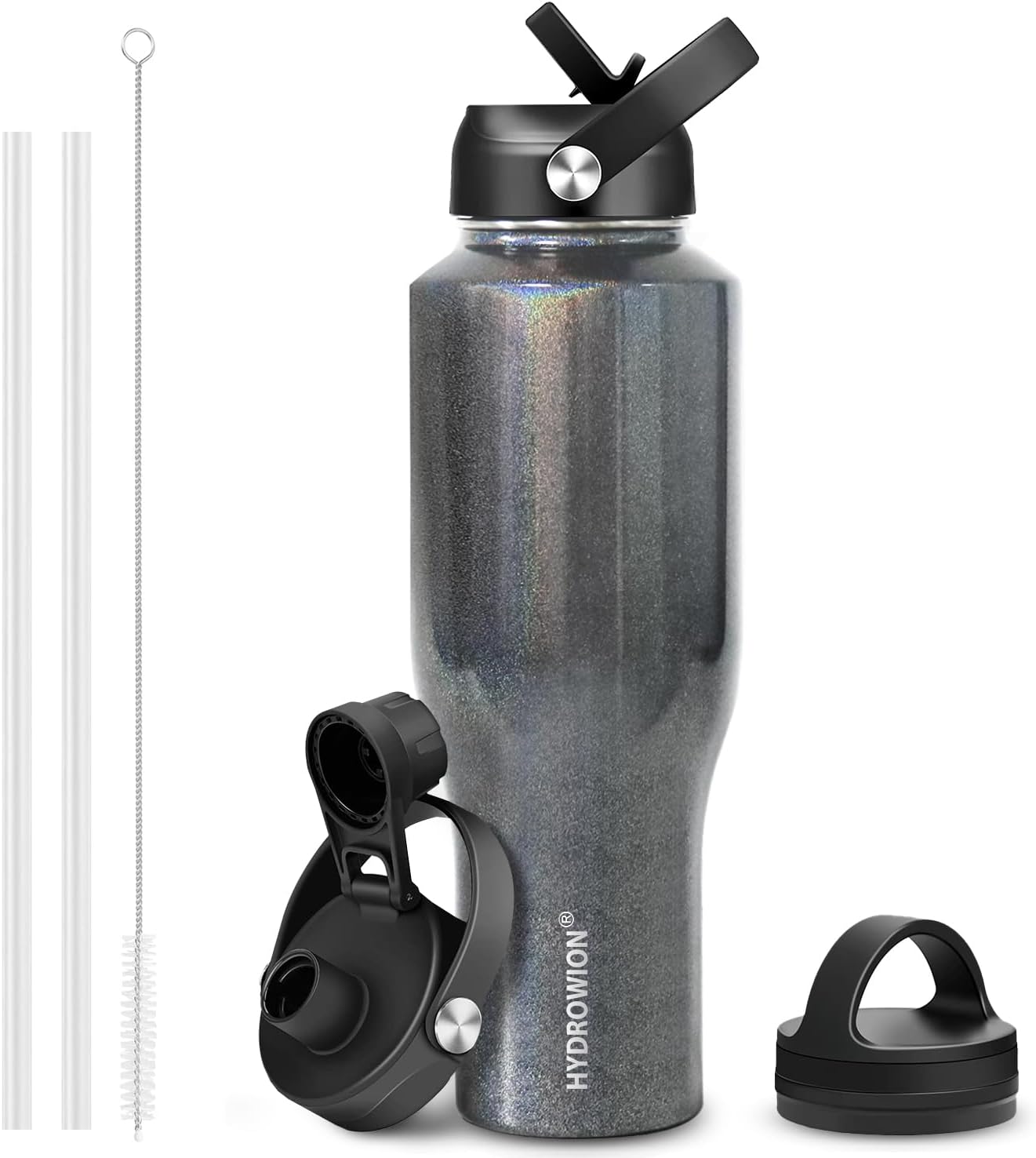 HYDROWION 40 oz Insulated Water Bottle with Straw for Travel