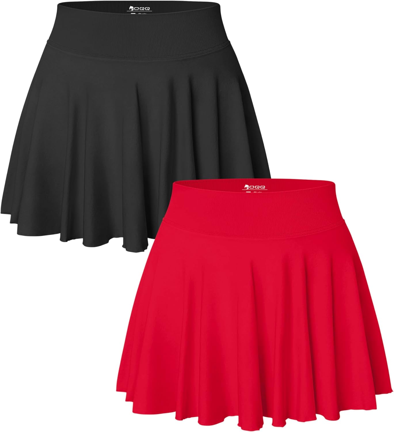 OQQ Women 2 Piece Skirts 2 in 1 Flowy Stretchy Mini Skirts
