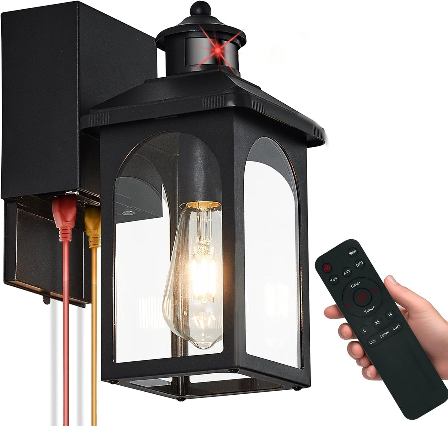 Motion Sensor Porch Light with GFCI Outlet for Outdoor Use
