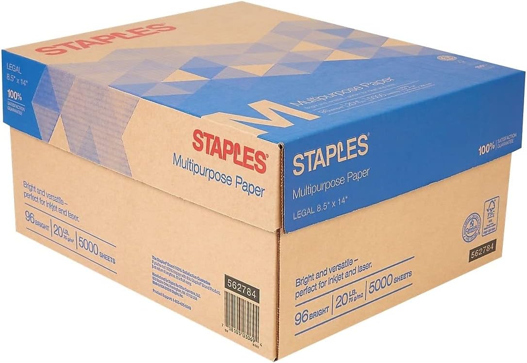 STAPLES Multipurpose Paper: 8.5x14 Case - Versatile!