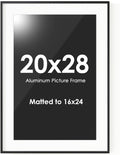 20x28 Picture Frame with Mat and HD Plexiglass - Sleek Metal Frame
