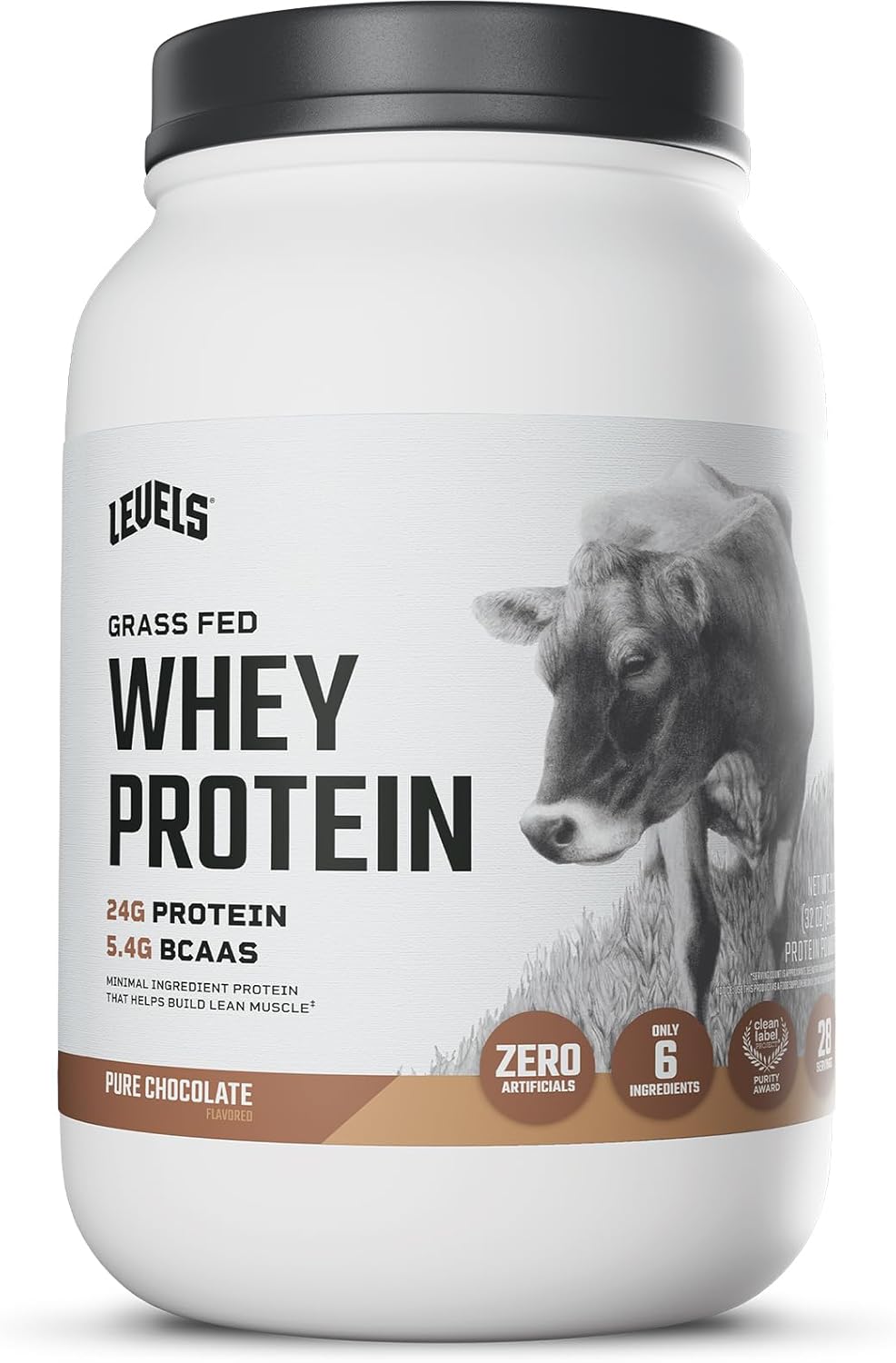 Levels Grass Fed Whey Protein Powder with Pure Chocolate Flavor