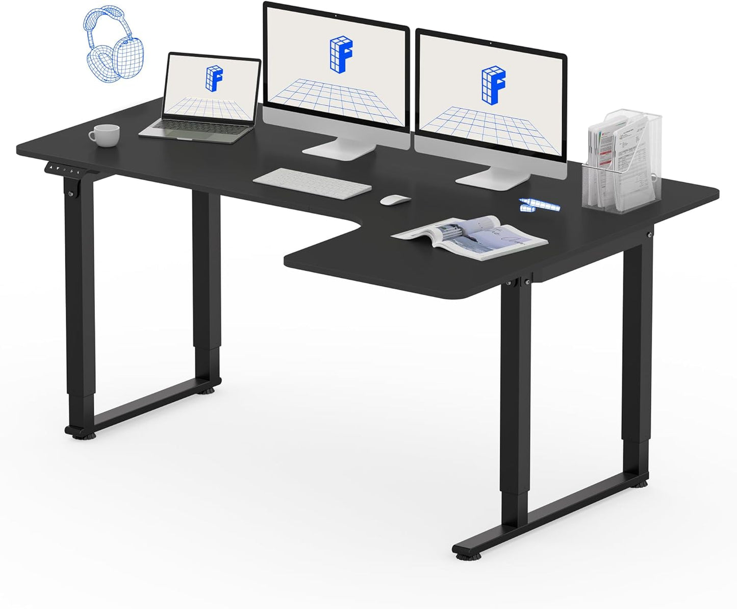 FLEXISPOT Dual Motor L-Shaped Standing Desk: Height Adjustable for Comfort