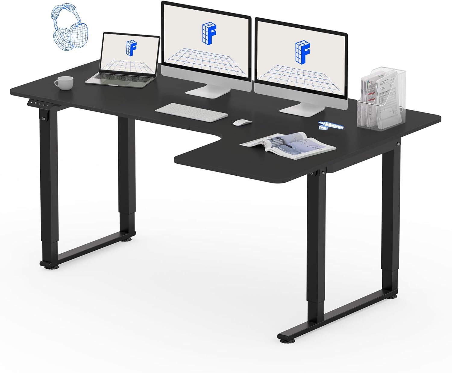FLEXISPOT Dual Motor L-Shaped Standing Desk: Height Adjustable for Comfort