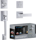 Front Door Handle Set with Deadbolt - Heavy Duty Satin Chrome